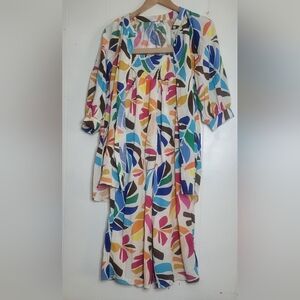 Tabitha Multicolor Leaf Pattern Tunic And Pants Set